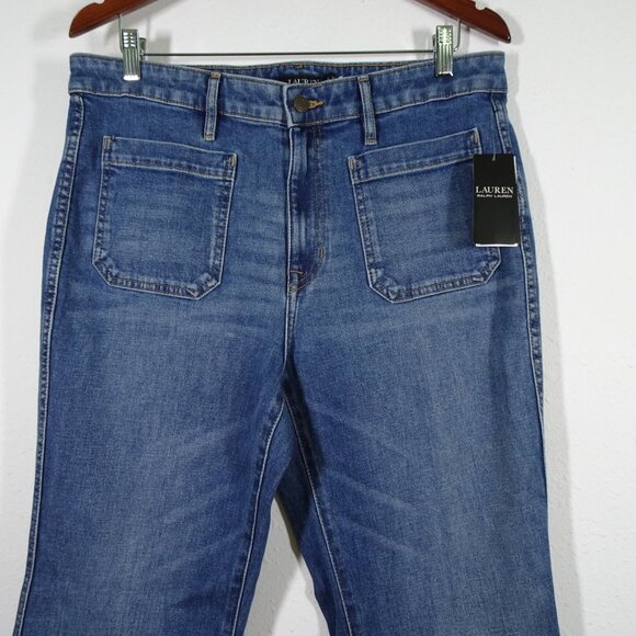 Ralph Lauren High Rise Jeans Women's Size 12 Blue Denim Flared Casual - Picture 2 of 10